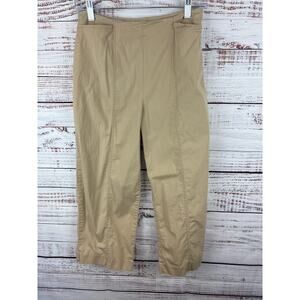 Womens VTG Talbots Stretch Khaki Tan Chino Side Zip Crop Capri Pants Casual 4